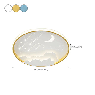 Bedroom Blue Round Starry Sky LED Flush Mount Light Zawala #size