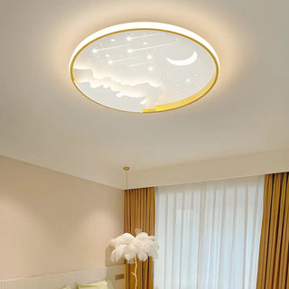Bedroom Blue Round Starry Sky LED Flush Mount Light Zawala Image - 3