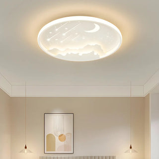 Bedroom Blue Round Starry Sky LED Flush Mount Light Zawala Image - 4