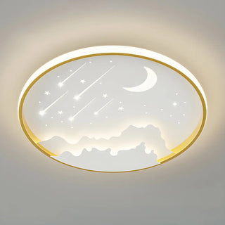 Bedroom Blue Round Starry Sky LED Flush Mount Light Zawala Image - 8