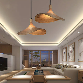 ZOWALA - Bohemian Woven Bamboo Beige Dining Room Pendant Light Image - 1