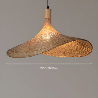 ZOWALA - Bohemian Woven Bamboo Beige Dining Room Pendant Light #size