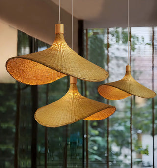 ZOWALA - Bohemian Woven Bamboo Beige Dining Room Pendant Light Image - 2