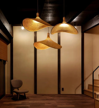 ZOWALA - Bohemian Woven Bamboo Beige Dining Room Pendant Light Image - 3