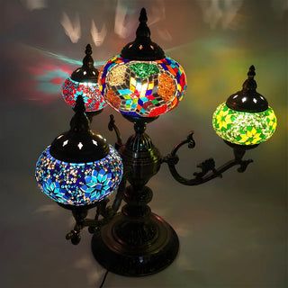 Unique Bohemian Oval 4 Bulbs Stained Glass Table Lamp Zawala Image - 10