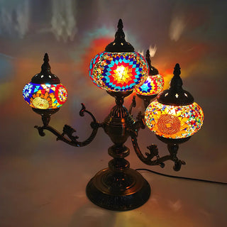 Unique Bohemian Oval 4 Bulbs Stained Glass Table Lamp Zawala Image - 3
