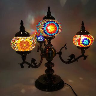 Unique Bohemian Oval 4 Bulbs Stained Glass Table Lamp Zawala Image - 4