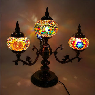 Unique Bohemian Oval 4 Bulbs Stained Glass Table Lamp Zawala Image - 5