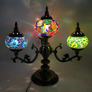 Unique Bohemian Oval 4 Bulbs Stained Glass Table Lamp Zawala Image - 8