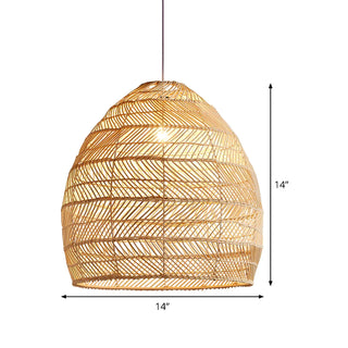Bohemian Natural Rattan Woven Dome Restaurant Pendant Light Zawala #size