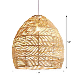 Bohemian Natural Rattan Woven Dome Restaurant Pendant Light Zawala Image - 6
