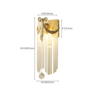 ZOWALA - Unique Brass Bowknot Crystal Mini LED Wall Sconce Light #size