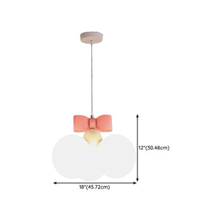 ZOWALA - Pink Bowknot White Glass Ball 3-Light Kids Room Chandelier #size