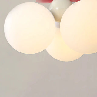 ZOWALA - Pink Bowknot White Glass Ball 3-Light Kids Room Chandelier Image - 5