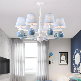 Branch Fish Metal Fabric Kids Room Blue Chandelier Zawala Image - 2