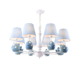 Branch Fish Metal Fabric Kids Room Blue Chandelier Zawala Image - 25