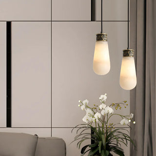 ZOWALA - Vintage Alabaster Teardrop Pendant Light Image - 1