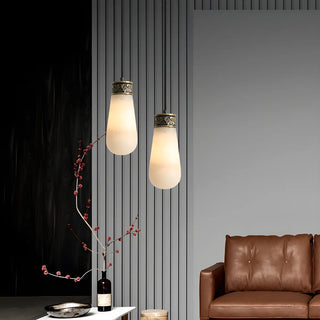 ZOWALA - Vintage Alabaster Teardrop Pendant Light Image - 2