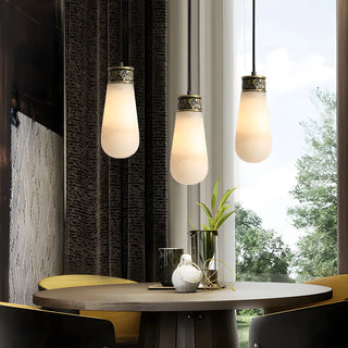 ZOWALA - Vintage Alabaster Teardrop Pendant Light Image - 3