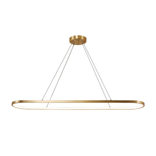 ZOWALA - Oval Linear Metal Brass 2-Tiered LED Island Chandelier Image - 11