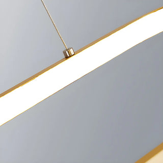 ZOWALA - Oval Linear Metal Brass 2-Tiered LED Island Chandelier Image - 12