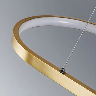 ZOWALA - Oval Linear Metal Brass 2-Tiered LED Island Chandelier Image - 13