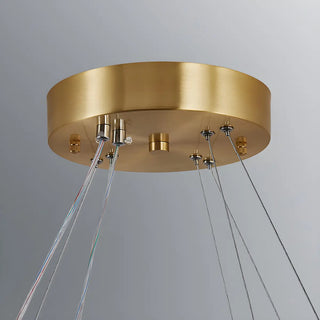 ZOWALA - Oval Linear Metal Brass 2-Tiered LED Island Chandelier Image - 14