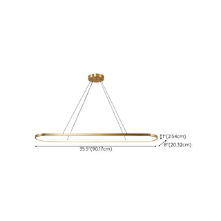ZOWALA - Oval Linear Metal Brass 2-Tiered LED Island Chandelier #size