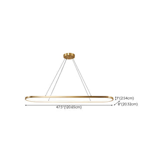 ZOWALA - Oval Linear Metal Brass 2-Tiered LED Island Chandelier Image - 20