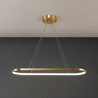 ZOWALA - Oval Linear Metal Brass 2-Tiered LED Island Chandelier Image - 6