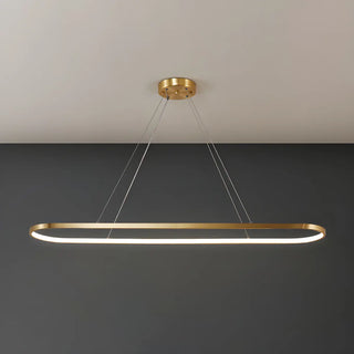 ZOWALA - Oval Linear Metal Brass 2-Tiered LED Island Chandelier Image - 7