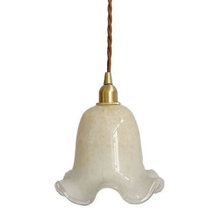 ZOWALA - Vintage Flower Glass Dining Room Brass Pendant Light Image - 5