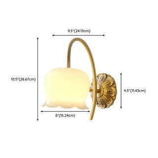 ZOWALA - Exquisite Brass Glass White Floral Wall Sconce Light #size