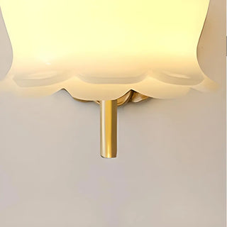 ZOWALA - Exquisite Brass Glass White Floral Wall Sconce Light Image - 8