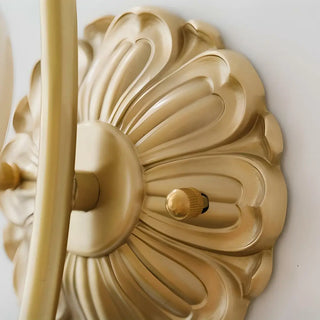 ZOWALA - Exquisite Brass Glass White Floral Wall Sconce Light Image - 9