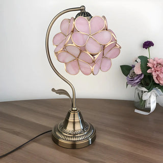 Elegant Tiffany Pink Glass Petal Bloom Decor Desk Lamp Zawala Image - 2