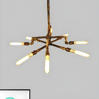 Farmhouse 3 Tiers Bronze Pipe Exposed Bulbs Chandelier Image - 4