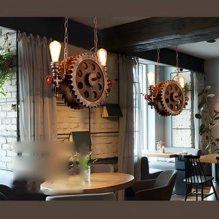 ZOWALA - Pipe Gear 2-Light Metal Restaurant Edison Bulb Chandelier Image - 1
