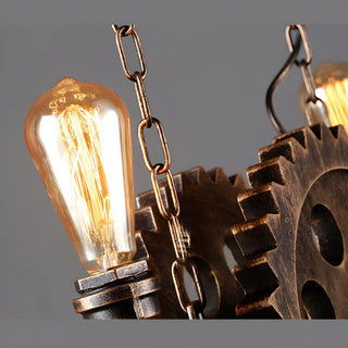ZOWALA - Pipe Gear 2-Light Metal Restaurant Edison Bulb Chandelier Image - 10