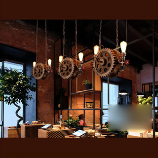 ZOWALA - Pipe Gear 2-Light Metal Restaurant Edison Bulb Chandelier Image - 14