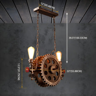 ZOWALA - Pipe Gear 2-Light Metal Restaurant Edison Bulb Chandelier #size
