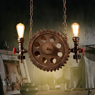 ZOWALA - Pipe Gear 2-Light Metal Restaurant Edison Bulb Chandelier Image - 3