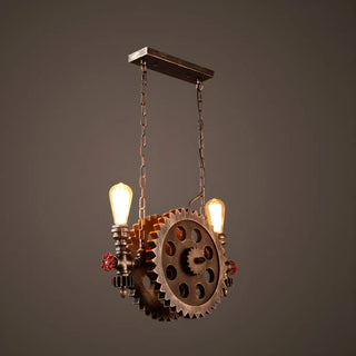 ZOWALA - Pipe Gear 2-Light Metal Restaurant Edison Bulb Chandelier Image - 4