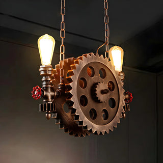 ZOWALA - Pipe Gear 2-Light Metal Restaurant Edison Bulb Chandelier Image - 5