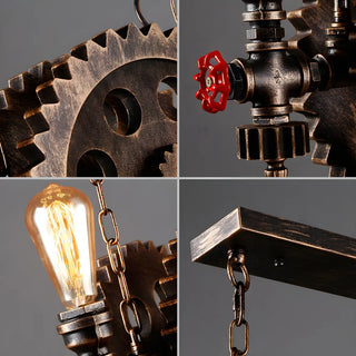ZOWALA - Pipe Gear 2-Light Metal Restaurant Edison Bulb Chandelier Image - 6