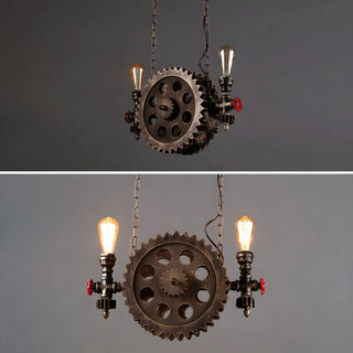 ZOWALA - Pipe Gear 2-Light Metal Restaurant Edison Bulb Chandelier Image - 9