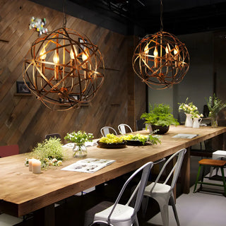 ZOWALA - Bronze Wire Orb Candle Farmhouse Chandelier Image - 1