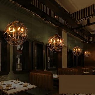 ZOWALA - Bronze Wire Orb Candle Farmhouse Chandelier Image - 2