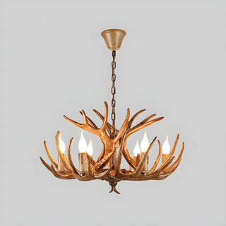 ZOWALA - Brown Antler 2-Tier Resin Candle Chandelier Image - 10