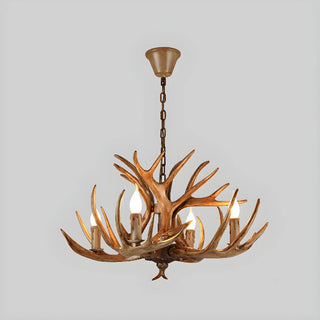 ZOWALA - Brown Antler 2-Tier Resin Candle Chandelier Image - 11